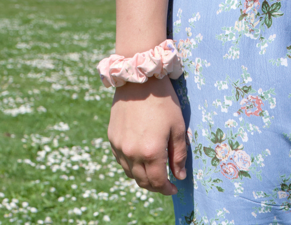 Pink floral Scrunchie