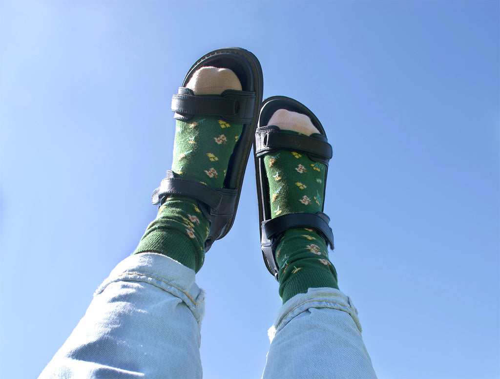 Green Floral Sock