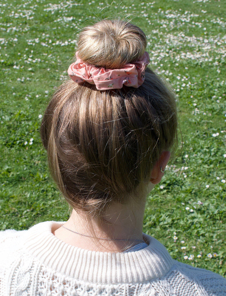 Pink Floral Scrunchie